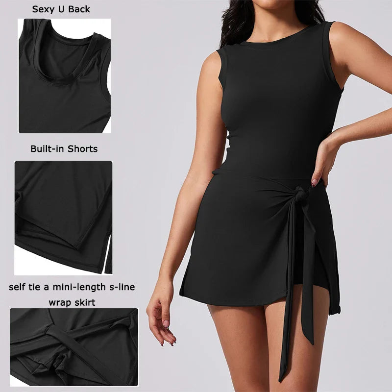 VITALINOVO Active Tennis Dress with Built-In Shorts