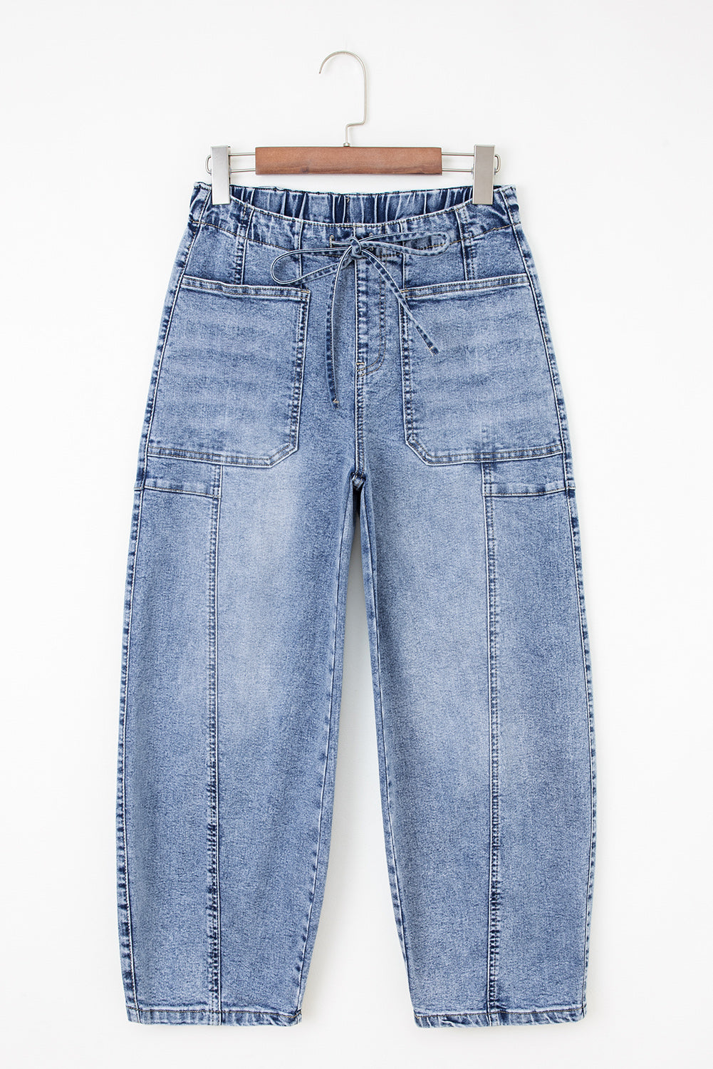 String Waist Barrel Jeans
